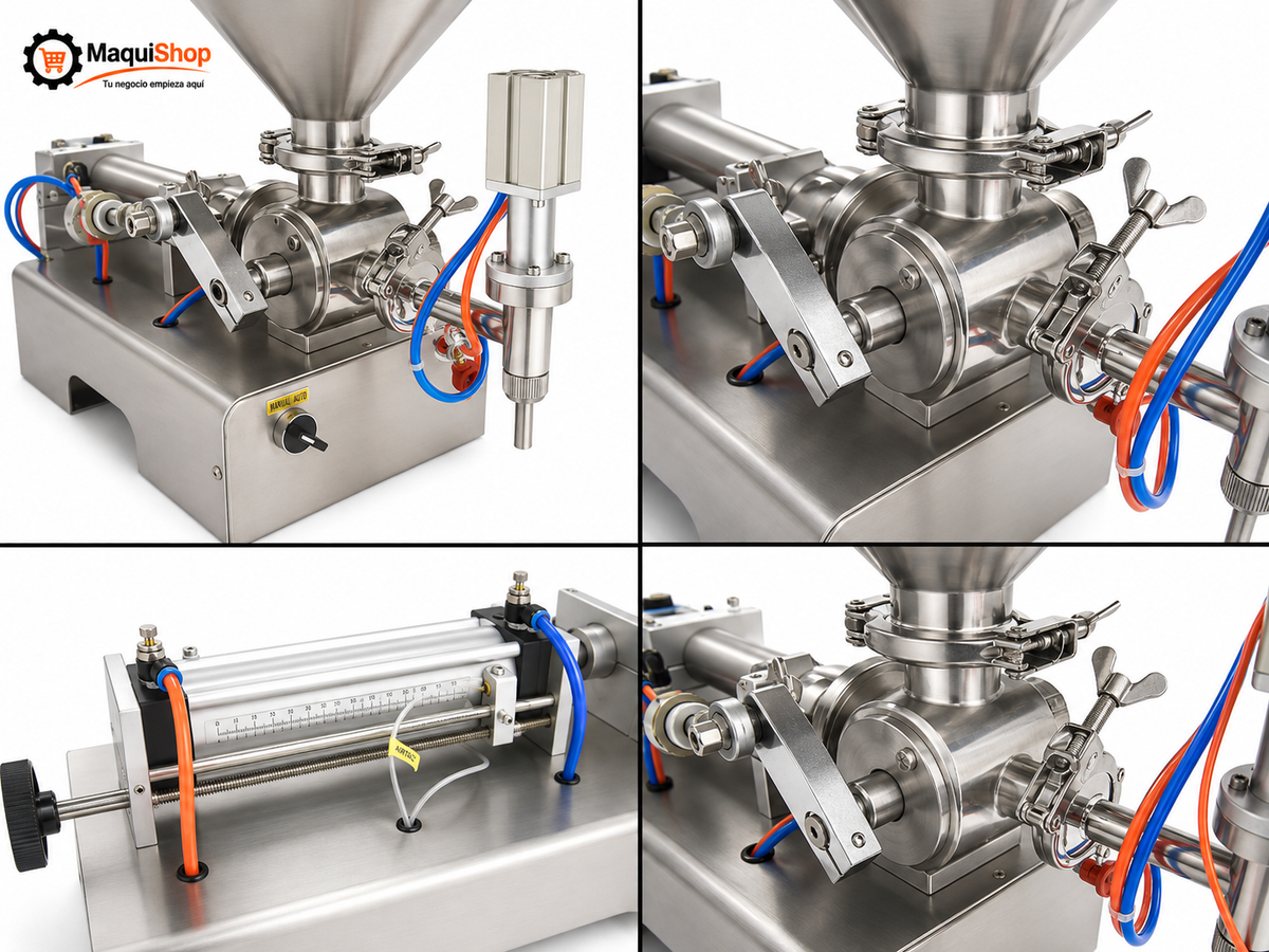 LEV116 LLENADORA SEMIAUTOMATICA  PARA VISCOSOS CON TOLVA DE 100 A 1000ML