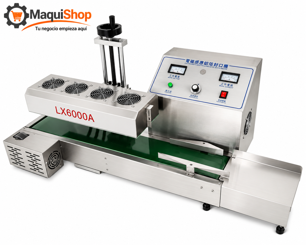 IND100 SELLADOR DE INDUCCIÓN DE ACERO INOXIDABLE CON BANDA CONTINUA.
