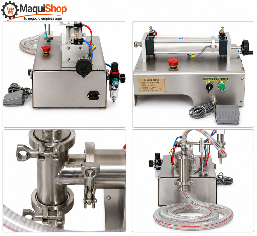 LEL115 LLENADORA ENVASADORA SEMIAUTOMÁTICA DE LÍQUIDOS Y VISCOSOS POR SUCCIÓN DE 100 A 1000ML