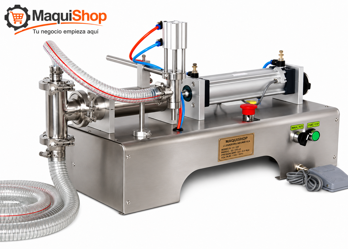 LEL115 LLENADORA ENVASADORA SEMIAUTOMÁTICA DE LÍQUIDOS Y VISCOSOS POR SUCCIÓN DE 100 A 1000ML