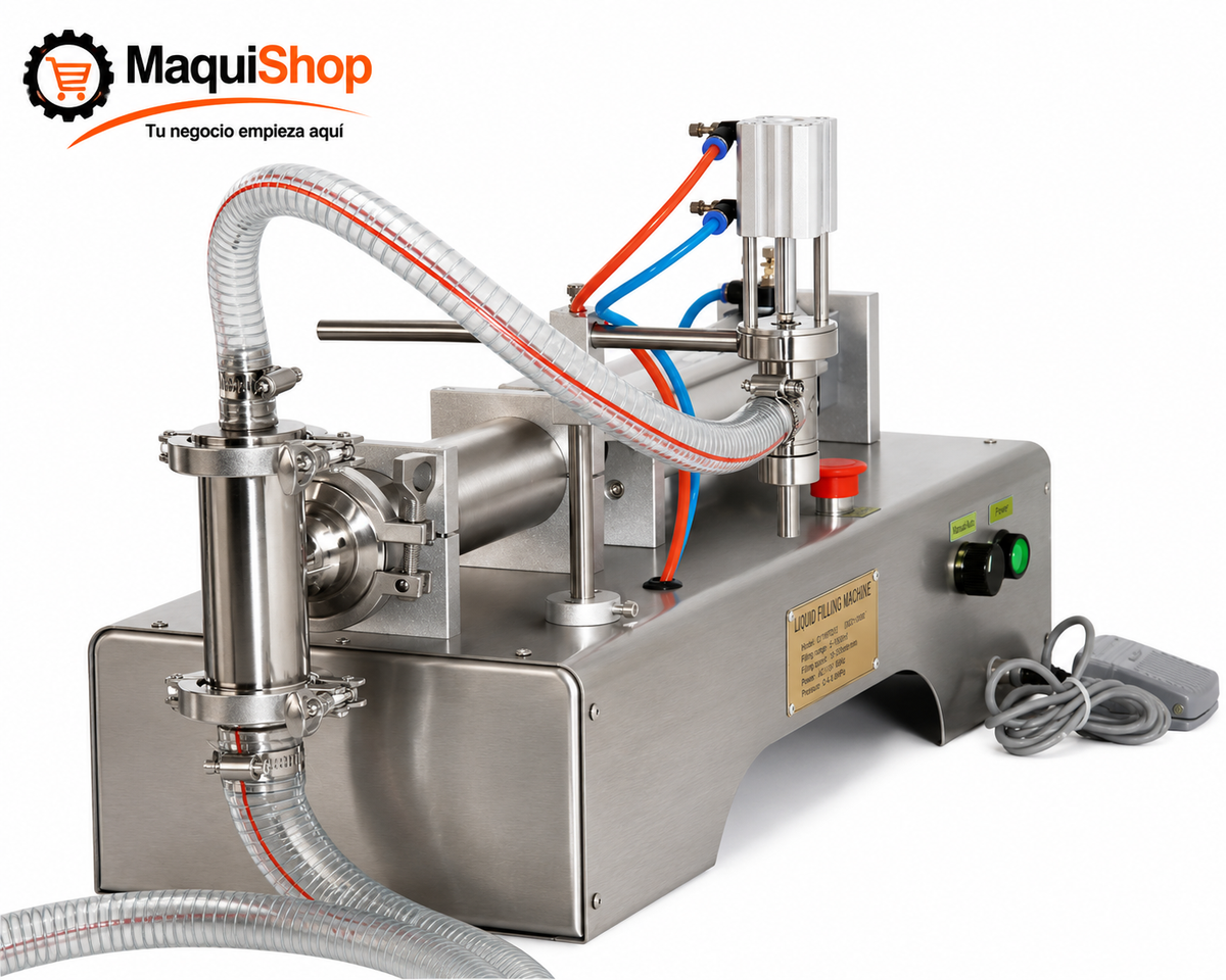 LEL116 LLENADORA ENVASADORA SEMIAUTOMÁTICA DE LÍQUIDOS Y VISCOSOS POR SUCCIÓN 2 BOQUILLAS DE 100 A 1000ML