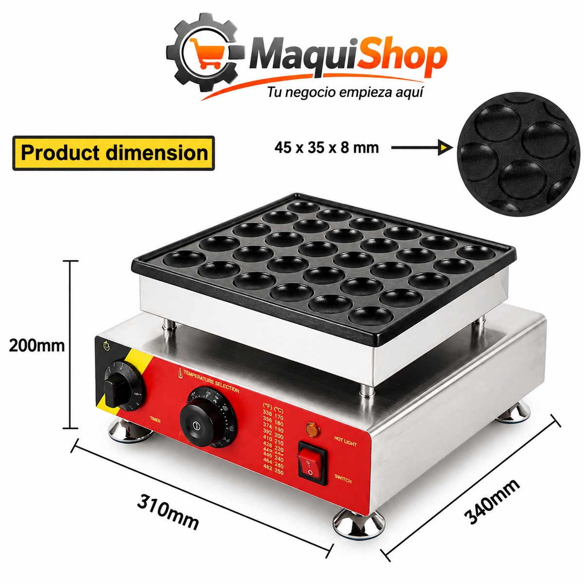 REP173 MAQUINA DE MINI HOT CAKES 25PZA