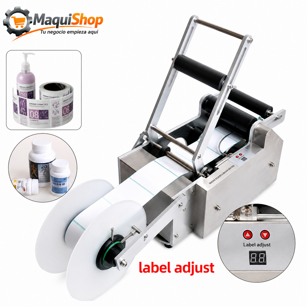 ETI108 ETIQUETADORA SEMIAUTOMÁTICA DE BOTELLAS REDONDAS MOD. LT 50