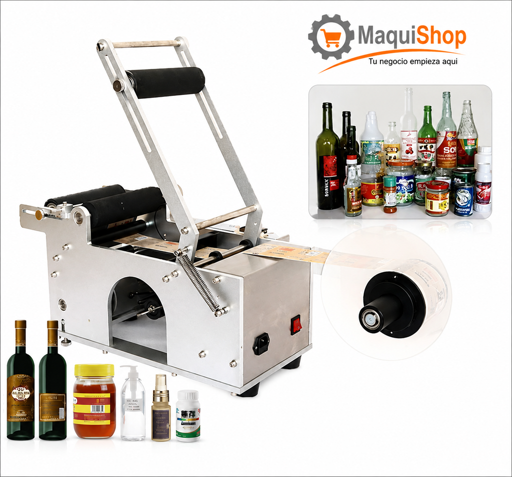 ETI108 ETIQUETADORA SEMIAUTOMÁTICA DE BOTELLAS REDONDAS MOD. LT 50