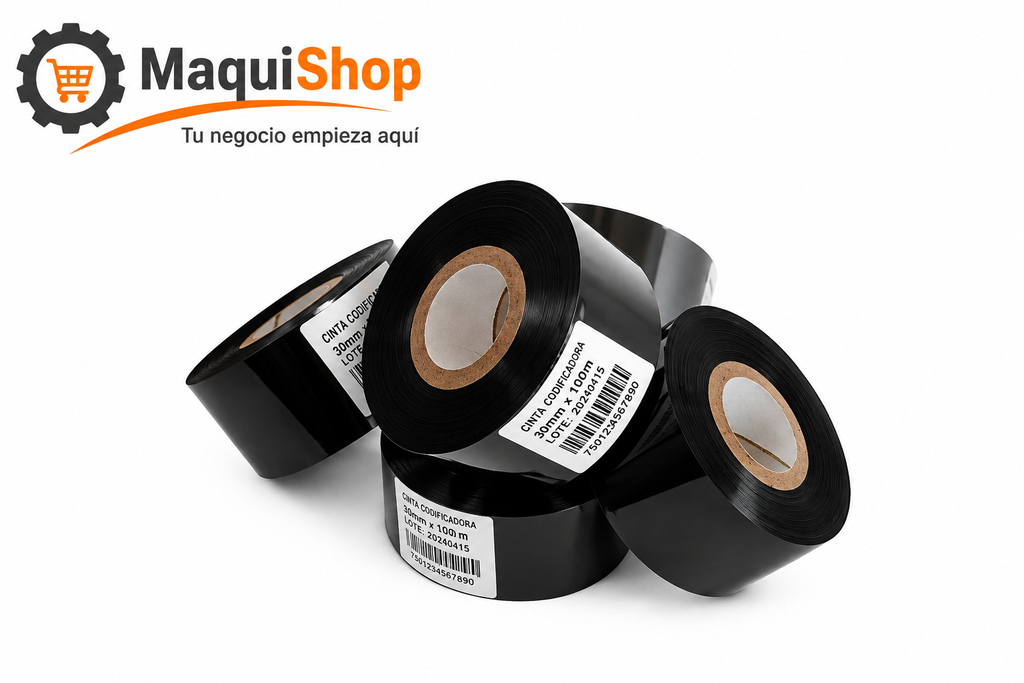 COD107 LOTE DE 5 ROLLOS PARA CODIFICADORA TÉRMICA 30MM*100 MTS