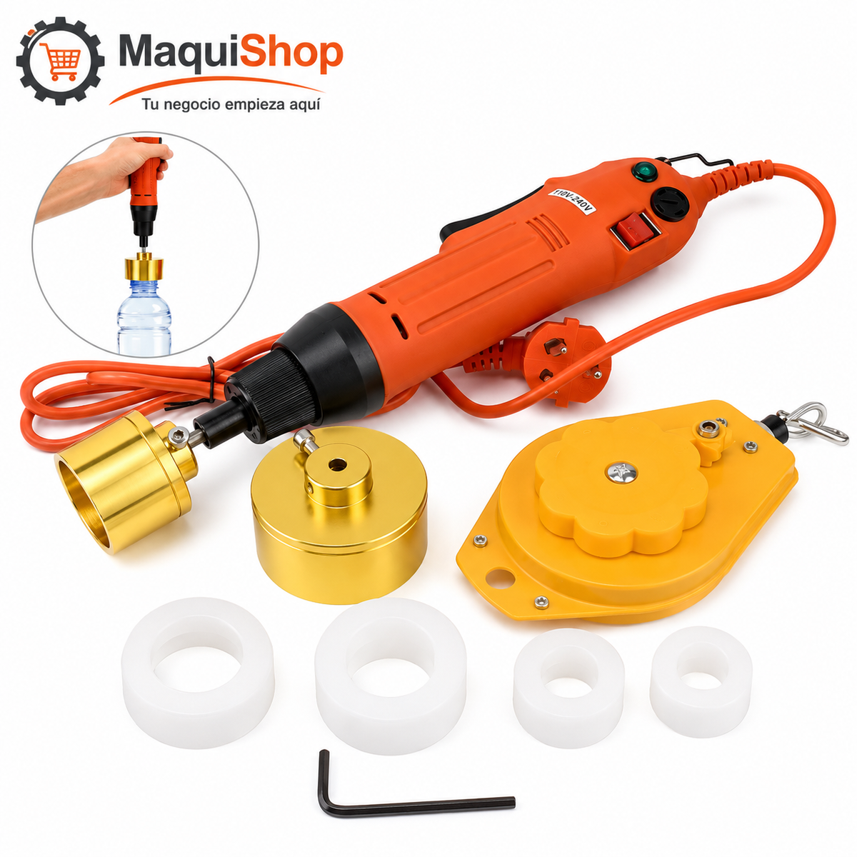 SEL111 MÁQUINA TAPONADORA ELÉCTRICA PARA BOTELLAS CON 4 TAPONES DE REPUESTO DIFERENTES DE 1 A 5 MM