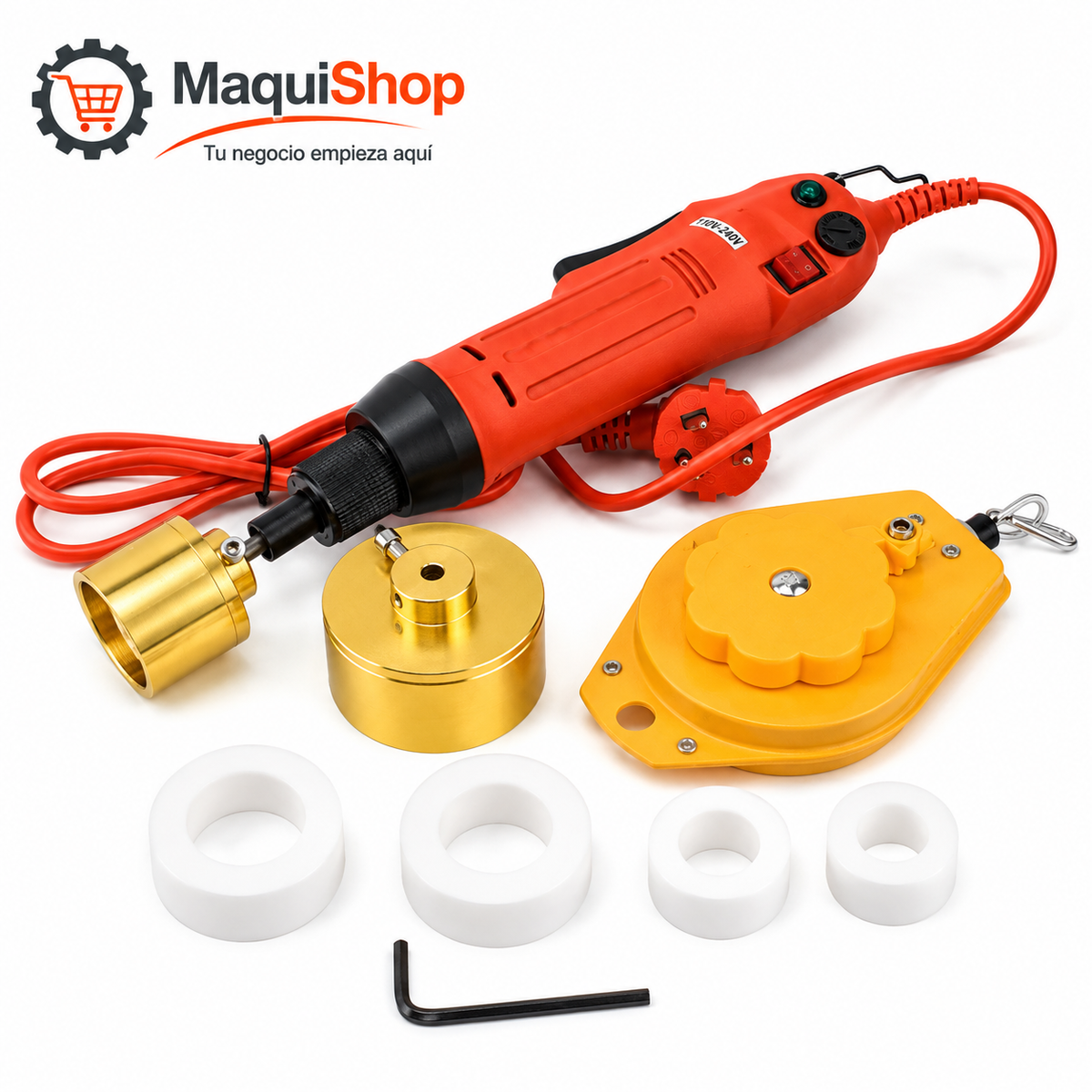 SEL111 MÁQUINA TAPONADORA ELÉCTRICA PARA BOTELLAS CON 4 TAPONES DE REPUESTO DIFERENTES DE 1 A 5 MM